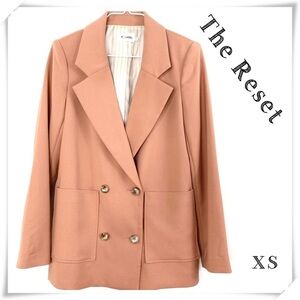 THE Reset R Label Tailored Double Breasted Front Oversized Blazer Pink Sz XS